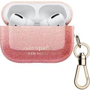 Kate Spade Liquid AirPod Pro Case Clear & Rose Gold Glitter.